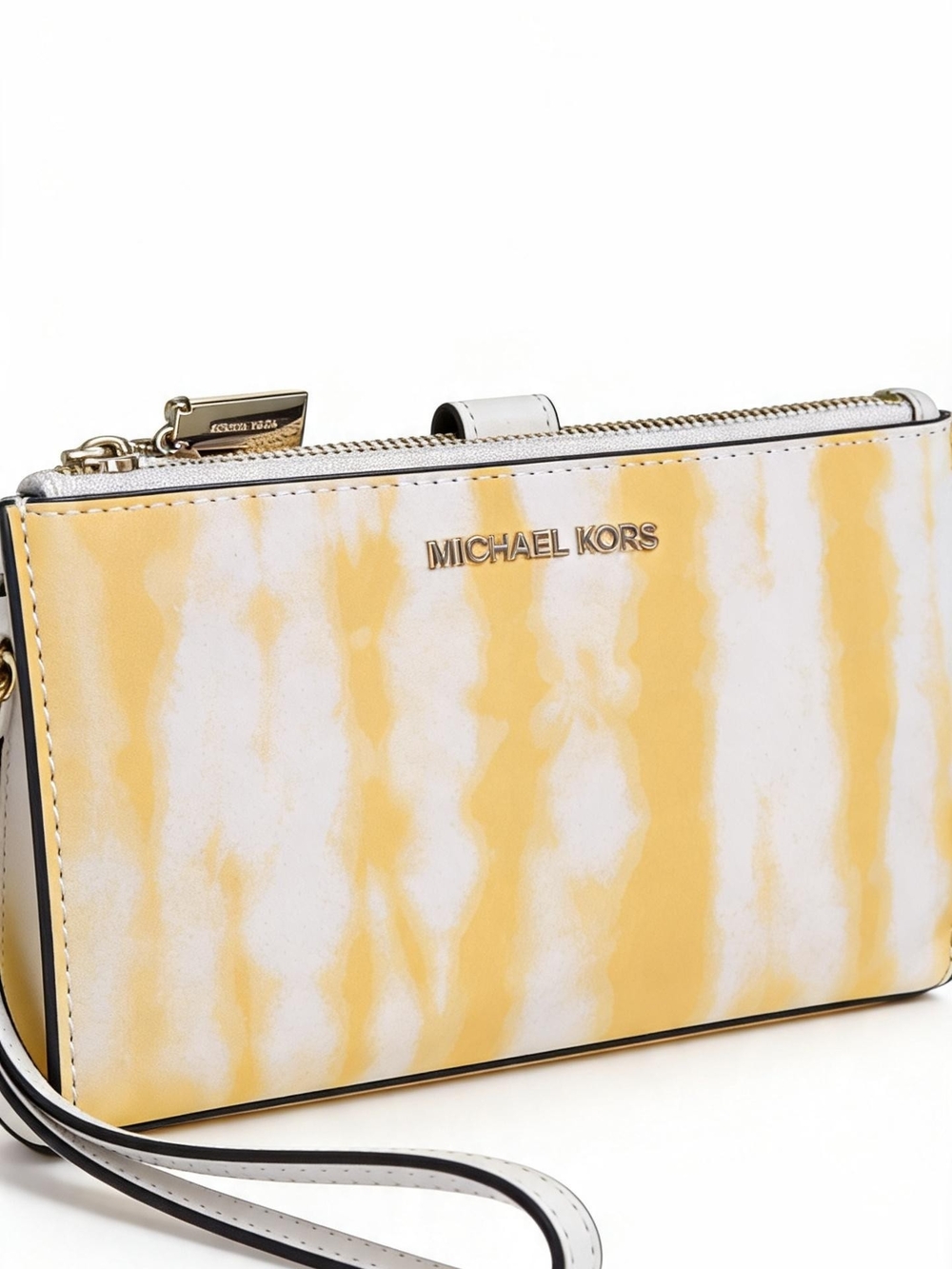 Michael Kors Yellow & White Tie-Dye Wristlet Clutch